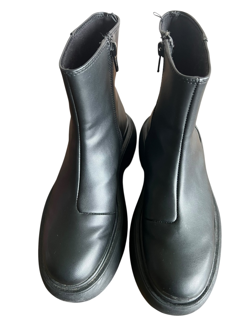 Black Platform Ankle Boots Minimalist Quiet‎ Luxury Zip Boots Chunky Lug